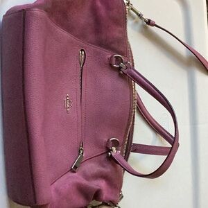 Coach Pink Leather Shoulder Bag with Gold Accents